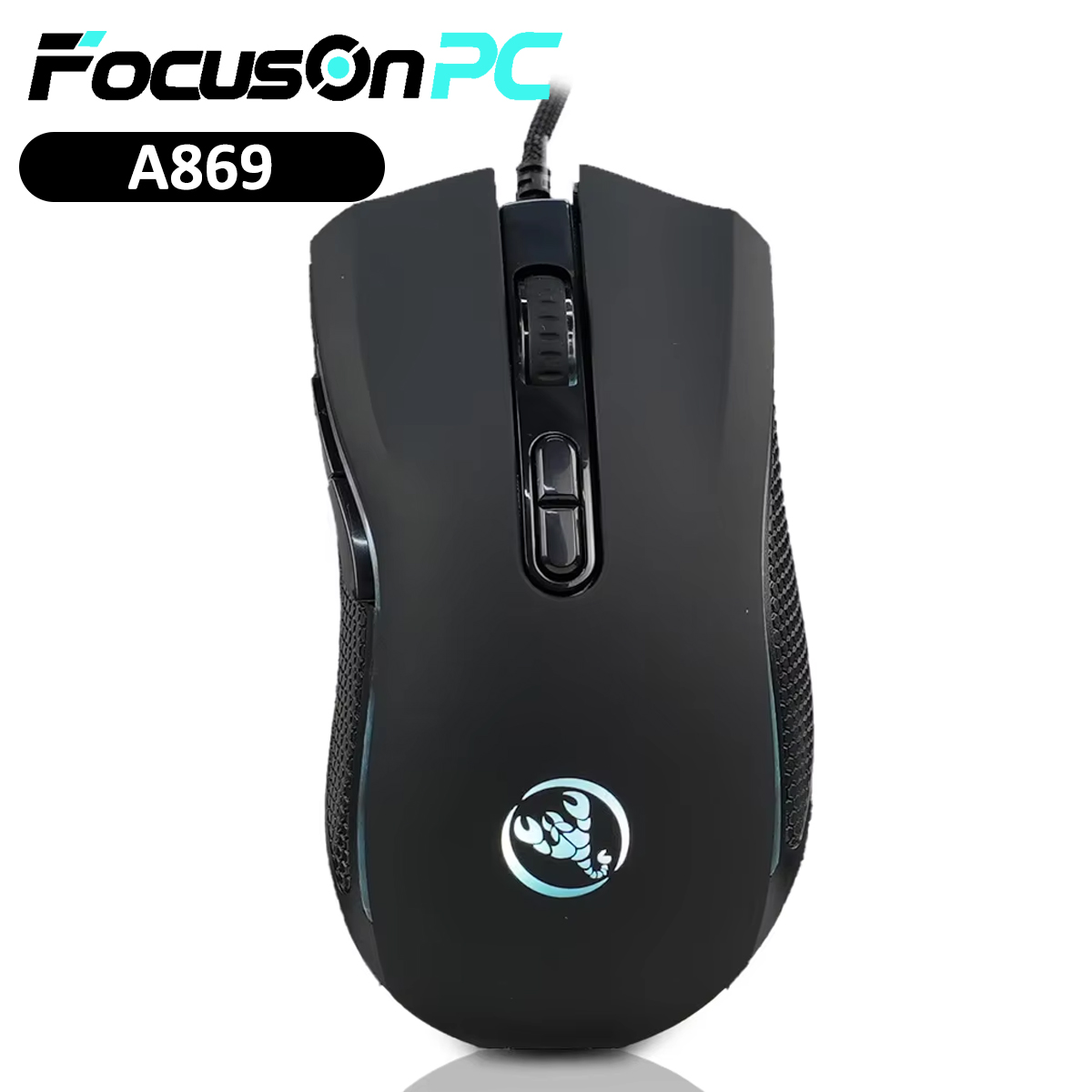 Gaming Console Buttons - FocusOnPC 有線光学式プロフェッショナルゲーミングマウス。7色のLEDバックライトと人間工学に基づいたデザインを採用。3200 DPI。LoL（リーグ・オブ・レジェンド）のゲーマーに最適。