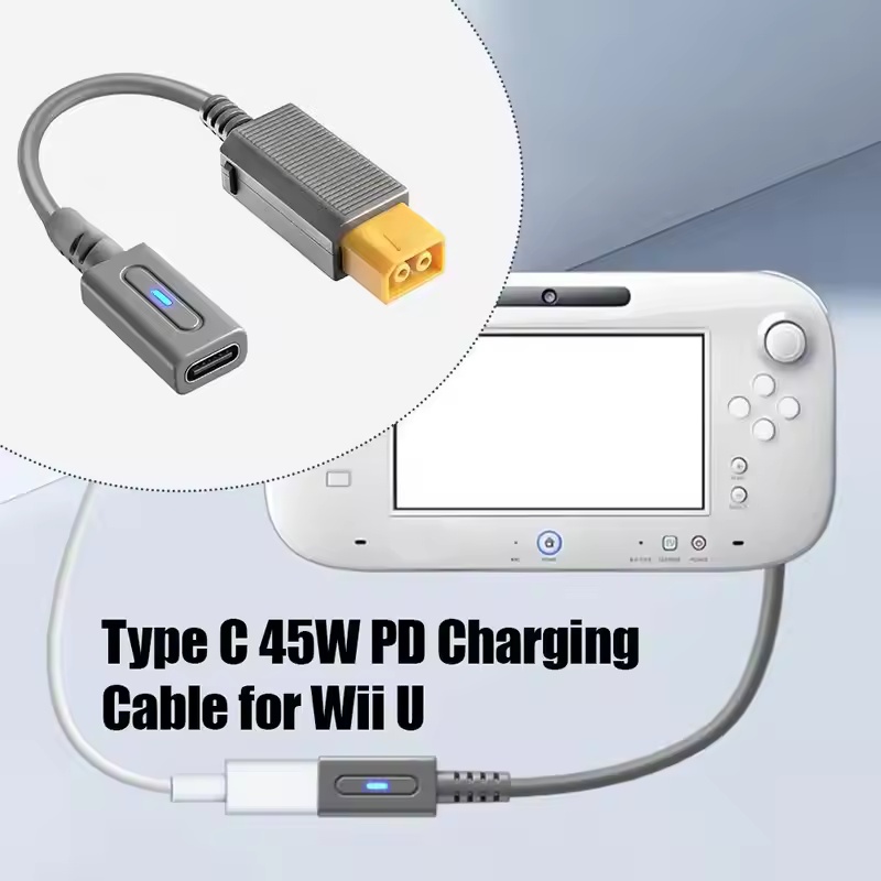 Gaming Console Latest - Wii Uコンソール用Type C 45W PD充電ケーブル、USB Cゲーミング電源コード、任天堂Wii